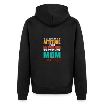 Stolze Mama Einer Wundervollen Tochter Geschenk - Unisex Premium Bio Zip Hoodie - Schwarz - Hinten - Nico (187cm)