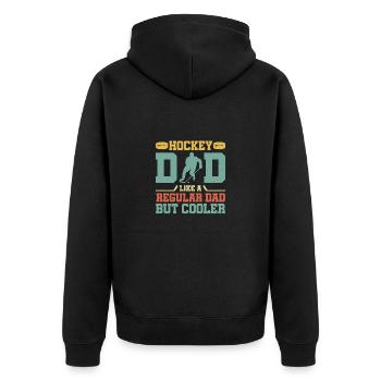 Eishockey Papa Eishockeyspieler Vater Geschenk - Unisex Premium Bio Zip Hoodie - Schwarz - Hinten - Nico (187cm)