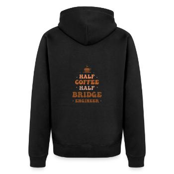 Bauingenieur Brückenbau Statik Kaffee Ingenieur - Unisex Premium Bio Zip Hoodie - Schwarz - Hinten - Nico (187cm)