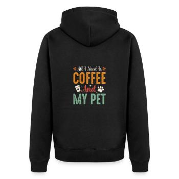 Cafetière Chien Machine Puppy Cup Grains - Veste à capuche bio Premium Unisexe - noir - Dos - Nico (187cm)