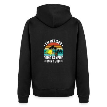 Camping Rentner Wandern Outdoor Natur - Unisex Premium Bio Zip Hoodie - Schwarz - Hinten - Nico (187cm)