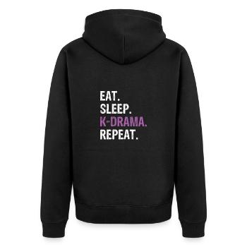 K-Drama Kdrama Korea Südkorea Seoul K-Drama - Unisex Premium Bio Zip Hoodie - Schwarz - Hinten - Nico (187cm)