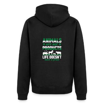 Tierschützer Veganer Vegetarier Tierliebhaber Tier - Unisex Premium Bio Zip Hoodie - Schwarz - Hinten - Nico (187cm)