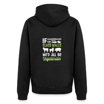 Tierschützer Veganer Vegetarier Tierliebhaber Tier - Unisex Premium Bio Zip Hoodie - Schwarz - Hinten - Nico (187cm)