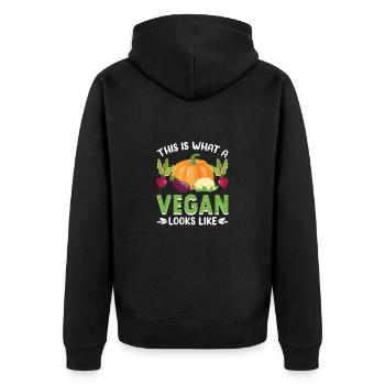 Tierschützer Veganer Vegetarier Tierliebhaber Tier - Unisex Premium Bio Zip Hoodie - Schwarz - Hinten - Nico (187cm)