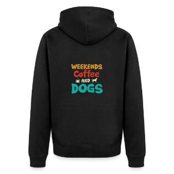 Cafetière Chien Machine Puppy Cup Grains - Veste à capuche bio Premium Unisexe - noir - Dos - Nico (187cm)