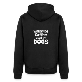 Cafetière Chien Machine Puppy Cup Grains - Veste à capuche bio Premium Unisexe - noir - Dos - Nico (187cm)
