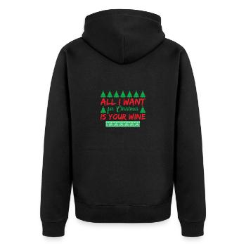 Santa Claus Weihnachten Lustiger Spruch Wein - Unisex Premium Bio Zip Hoodie - Schwarz - Hinten - Nico (187cm)