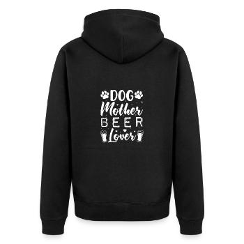 Hunde Mutter Bierliebhaberin - Unisex Premium Bio Zip Hoodie - Schwarz - Hinten - Nico (187cm)
