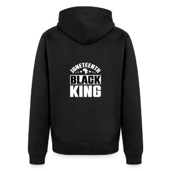 Amour Juin Culture noire Mois de l’histoire des Noirs - Veste à capuche bio Premium Unisexe - noir - Dos - Nico (187cm)