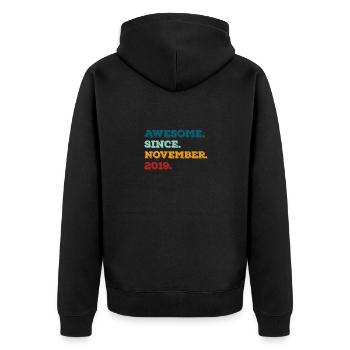 Birthday born in November 2019 - Unisex Premium Organic Zip Hoodie - black - Back - Nico (187cm)