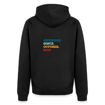 Octobre 2019 Vintage Cadeau d’anniversaire - Veste à capuche bio Premium Unisexe - noir - Dos - Nico (187cm)