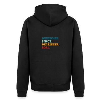 Geburtstag Dezember 2021 Geboren Geburtsjahr - Unisex Premium Bio Zip Hoodie - Schwarz - Hinten - Nico (187cm)