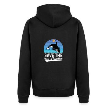 Orca Meeresbiologe Schwertwal Killerwal - Unisex Premium Bio Zip Hoodie - Schwarz - Hinten - Nico (187cm)
