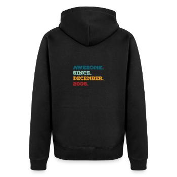 Geburtstag Dezember 2006 Geboren Geburtsjahr - Unisex Premium Bio Zip Hoodie - Schwarz - Hinten - Nico (187cm)