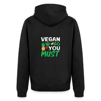 Tierschützer Veganer Vegetarier Tierliebhaber Tier - Unisex Premium Bio Zip Hoodie - Schwarz - Hinten - Nico (187cm)