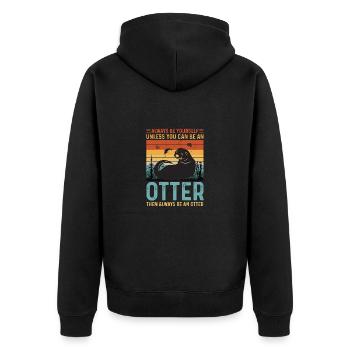 Otter Geschenk Fischotter Seeotter - Unisex Premium Bio Zip Hoodie - Schwarz - Hinten - Nico (187cm)