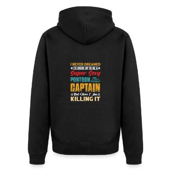 Pontoon Lieblingsplatz Kapitän Pontonboot - Unisex Premium Bio Zip Hoodie - Schwarz - Hinten - Nico (187cm)