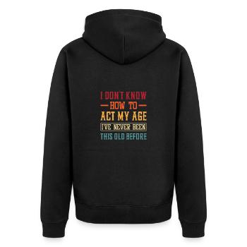 Geburtstagsshirt Mann Frau lustig - Unisex Premium Bio Zip Hoodie - Schwarz - Hinten - Nico (187cm)