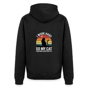 Real men love cats cat man cat father - Unisex Premium Organic Zip Hoodie - black - Back - Nico (187cm)