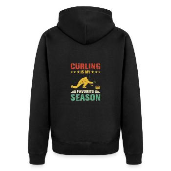 Curling Player Stick Shooting Curling Gift - Unisex Premium Organic Zip Hoodie - black - Back - Nico (187cm)