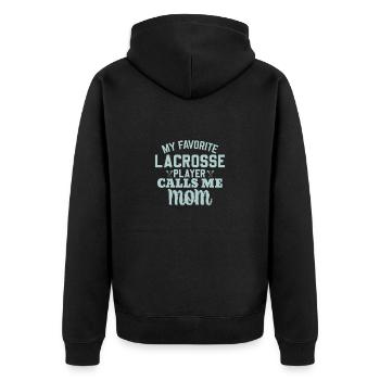Lacrosse Mom tolles Lacrosse Mama - Unisex Premium Bio Zip Hoodie - Schwarz - Hinten - Nico (187cm)