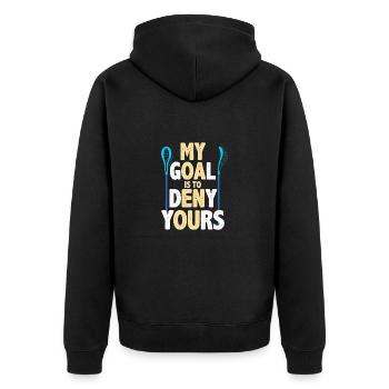 Lacrosse players play Lacrosse Relax Lacrosse - Unisex Premium Organic Zip Hoodie - black - Back - Nico (187cm)