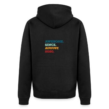 Août 2020 - Anniversaire en août - Veste à capuche bio Premium Unisexe - noir - Dos - Nico (187cm)