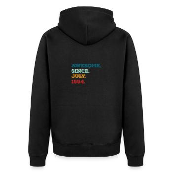Juli 1994 - Geburtstag im Juli - Unisex Premium Bio Zip Hoodie - Schwarz - Hinten - Nico (187cm)