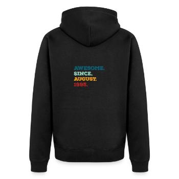 August 1995 - Geburtstag im August - Unisex Premium Bio Zip Hoodie - Schwarz - Hinten - Nico (187cm)