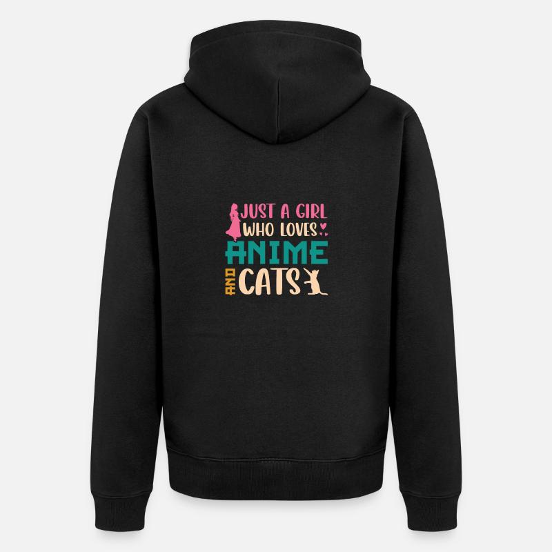 ANIME KATZEN Mädchen - Unisex Premium Bio Zip Hoodie - Schwarz