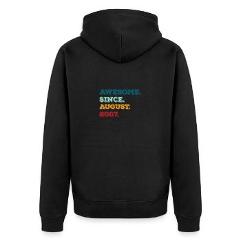 August 2007 - Geburtstag im August - Unisex Premium Bio Zip Hoodie - Schwarz - Hinten - Nico (187cm)