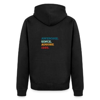 Août 1985 - Anniversaire en août - Veste à capuche bio Premium Unisexe - noir - Dos - Nico (187cm)