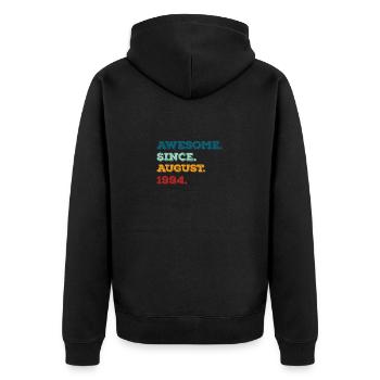 August 1994 - Geburtstag im August - Unisex Premium Bio Zip Hoodie - Schwarz - Hinten - Nico (187cm)