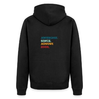 August 2006 - Geburtstag im August - Unisex Premium Bio Zip Hoodie - Schwarz - Hinten - Nico (187cm)
