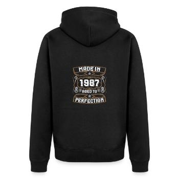 1987 Birthday Born 87 Year of birth - Unisex Premium Organic Zip Hoodie - black - Back - Nico (187cm)