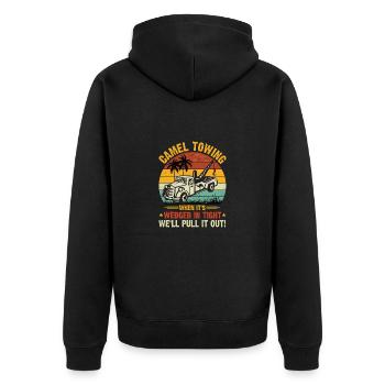 Cool Cartoon Camel Towing - Unisex Premium Organic Zip Hoodie - black - Back - Nico (187cm)