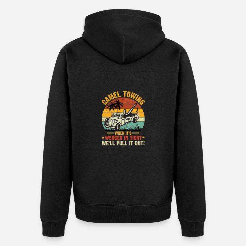 Cooles Cartoon-Kamel-Abschleppen - Unisex Premium Bio Zip Hoodie - Schwarz