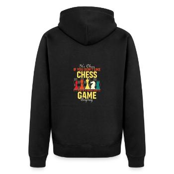 Schachspieler Schach Spruch Schachspiel - Unisex Premium Bio Zip Hoodie - Schwarz - Hinten - Nico (187cm)
