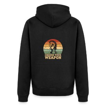 Schachspieler Schach Spruch Schachspiel - Unisex Premium Bio Zip Hoodie - Schwarz - Hinten - Nico (187cm)