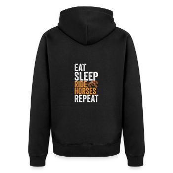 Pferd Reiten Pferd Reiter Pferde Mädchen lustiges - Unisex Premium Bio Zip Hoodie - Schwarz - Hinten - Nico (187cm)