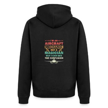 Flugzeugmechaniker Mechnaiker Held Flugzeug - Unisex Premium Bio Zip Hoodie - Schwarz - Hinten - Nico (187cm)
