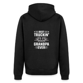 Fernfahrer Kraftfahrer Opa - LKW-Fahrer Rentner - Unisex Premium Bio Zip Hoodie - Schwarz - Hinten - Nico (187cm)