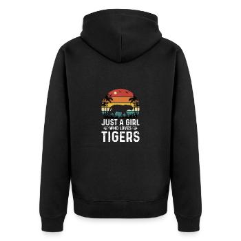 Tiger Mädchen Nur Ein Mädchen Das Tiger Liebt - Unisex Premium Bio Zip Hoodie - Schwarz - Hinten - Nico (187cm)