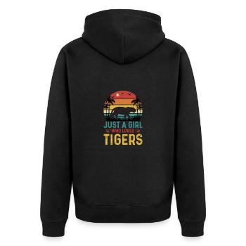 Tiger Mädchen Nur Ein Mädchen Das Tiger Liebt - Unisex Premium Bio Zip Hoodie - Schwarz - Hinten - Nico (187cm)