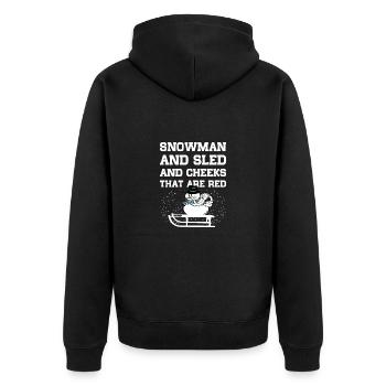 Schneemann Schnee Weihnachten Geschenkidee - Unisex Premium Bio Zip Hoodie - Schwarz - Hinten - Nico (187cm)