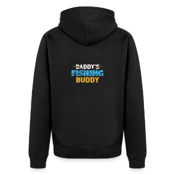 Angeln Vater Sohn Retro Vintage Geschenk Vatertag - Unisex Premium Bio Zip Hoodie - Schwarz - Hinten - Nico (187cm)