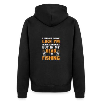 Therapie Angeln See Karpfen Angler Fischer Köder - Unisex Premium Bio Zip Hoodie - Schwarz - Hinten - Nico (187cm)