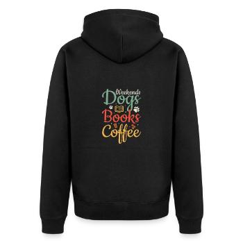 Chiens de café et livres - Veste à capuche bio Premium Unisexe - noir - Dos - Nico (187cm)