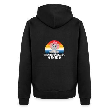 Elephant Elephant Mama Child Sunset Retro - Unisex Premium Organic Zip Hoodie - black - Back - Nico (187cm)